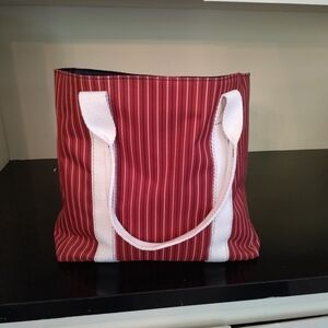 Estee Lauder Red, White, Navy Blue Striped Tote